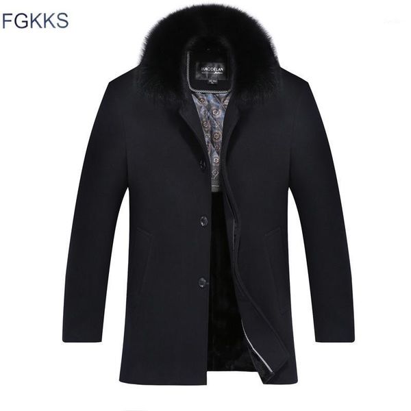fgkks men winter wool coat men casual solid color warm thick wool blends woolen pea coat male trench overcoat1, Black
fgkks men winter wool coat men casual solid color warm thick wool blends woolen pea coat male trench overcoat1, Black