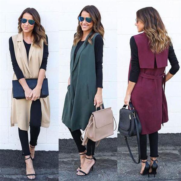 hirigin women long vest sleeveless cardigan coat casual open front solid feminino coat pocket waistband blazer waistcoat jacket, Black;white
hirigin women long vest sleeveless cardigan coat casual open front solid feminino coat pocket waistband blazer waistcoat jacket, Black;white