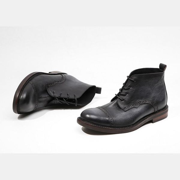 boots 100% real leather vintage safety men ankle shoes handmade brogue wing tip booties retro round toe lace up boots1, Black
boots 100% real leather vintage safety men ankle shoes handmade brogue wing tip booties retro round toe lace up boots1, Black