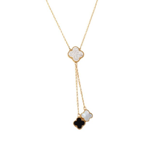 ladies four leaf clover pendant necklace 18k gold stainless steel jewelry for women, Silver
ladies four leaf clover pendant necklace 18k gold stainless steel jewelry for women, Silver
