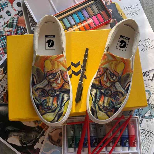 luxury custom shoes slip-on men casual canvas sneaker oil painting custom own shoes handmade flat rubber sole yellow all-match fashion shoes
luxury custom shoes slip-on men casual canvas sneaker oil painting custom own shoes handmade flat rubber sole yellow all-match fashion shoes