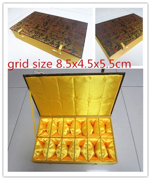 luxury cotton filled 12 grid slot wooden storage box for crafts stone collection box decoration chinese silk brocade box packaging
luxury cotton filled 12 grid slot wooden storage box for crafts stone collection box decoration chinese silk brocade box packaging