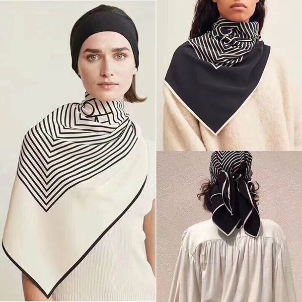 simple spring autumn silk scarf women silk black and white striped wild silk scarf fashion accessories, Blue;gray
simple spring autumn silk scarf women silk black and white striped wild silk scarf fashion accessories, Blue;gray