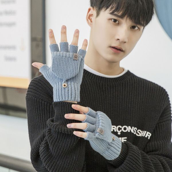 women thicken hand warmer soft mittens gift artificial wool half finger knitted flip gloves autumn winter thermal, Blue;gray
women thicken hand warmer soft mittens gift artificial wool half finger knitted flip gloves autumn winter thermal, Blue;gray