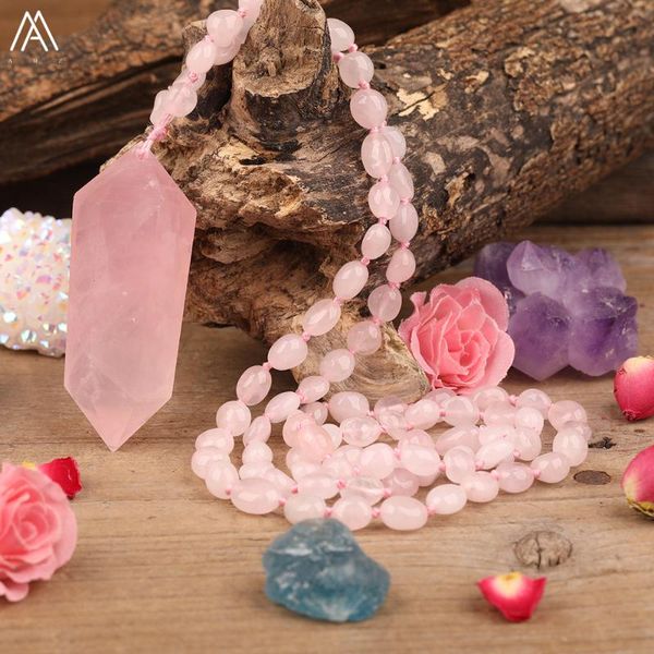 chains natural pink quartz double point pendant roses chip beads knotted handmade necklace women 108 prayer yoga jewelry, Silver
chains natural pink quartz double point pendant roses chip beads knotted handmade necklace women 108 prayer yoga jewelry, Silver