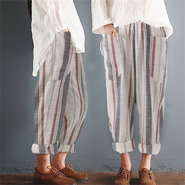 plus size cotton linen trousers women summer loose harem high waist stripe pocket pant casual pantalon female sweatpants trouser 201228, Black;white
plus size cotton linen trousers women summer loose harem high waist stripe pocket pant casual pantalon female sweatpants trouser 201228, Black;white
