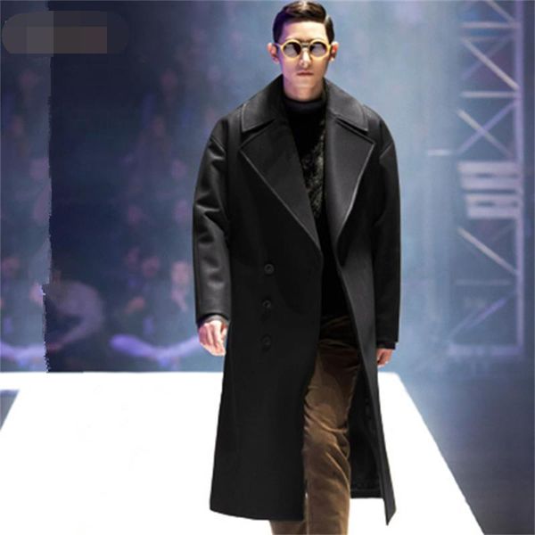 men's wool & blends woolen coat european and american style 2021 winter loose drop shoulder lapel long over the knee windbreaker jacket, Black
men's wool & blends woolen coat european and american style 2021 winter loose drop shoulder lapel long over the knee windbreaker jacket, Black