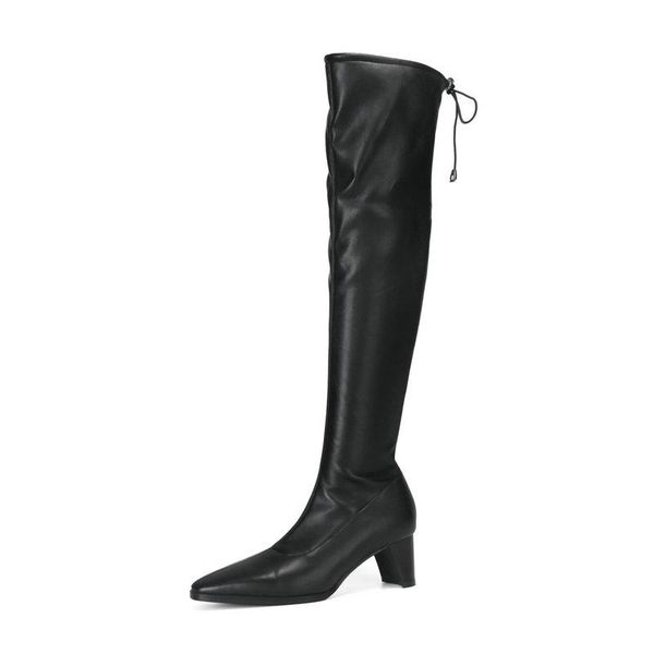 genuine leather over the knee high boots autumn winter high heels bootgs for women working office lady tight boots heels, Black
genuine leather over the knee high boots autumn winter high heels bootgs for women working office lady tight boots heels, Black