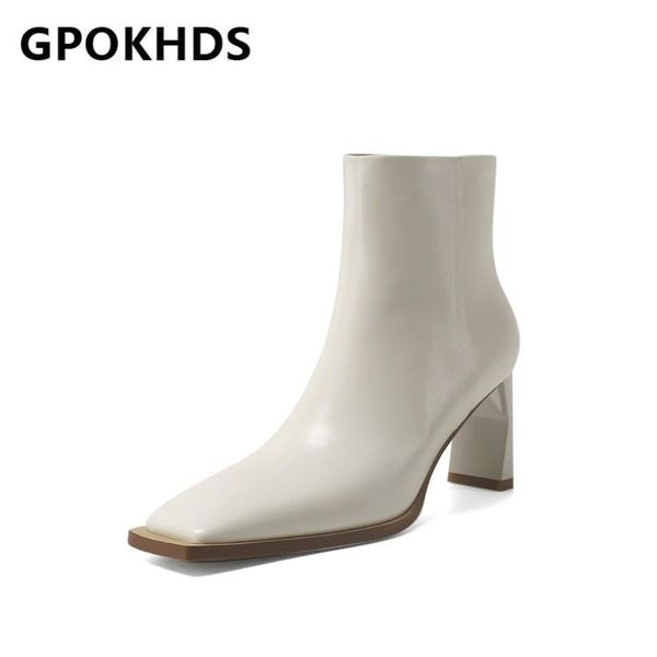 boots gpokhds 2021 women ankle cow leather winter short plush square toe zipper high heels female size 42, Black 
boots gpokhds 2021 women ankle cow leather winter short plush square toe zipper high heels female size 42, Black