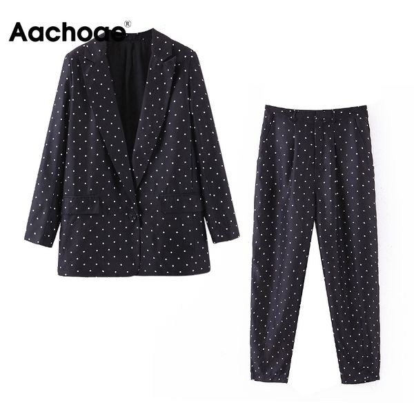 aachoae office wear polka dot suit women blazer set long sleeve single breasted blazer with full length casual pleated pants t200702, White
aachoae office wear polka dot suit women blazer set long sleeve single breasted blazer with full length casual pleated pants t200702, White