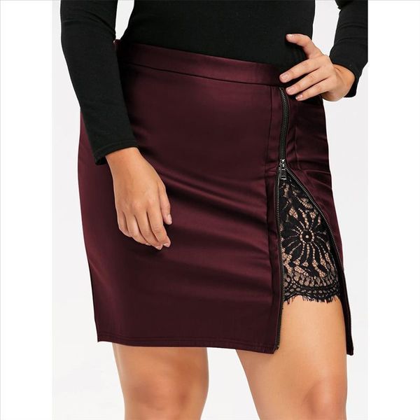lace skirt woman 2019 autumn casual plus size high waist slim lace patchwork zipper leather skirt office mini pencil pu skirt, Black
lace skirt woman 2019 autumn casual plus size high waist slim lace patchwork zipper leather skirt office mini pencil pu skirt, Black