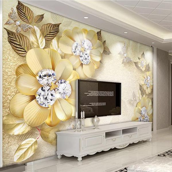 custom p wallpaper 3d luxury golden diamond flower wall painting wallpaper living room tv background decoration wall mural
custom p wallpaper 3d luxury golden diamond flower wall painting wallpaper living room tv background decoration wall mural