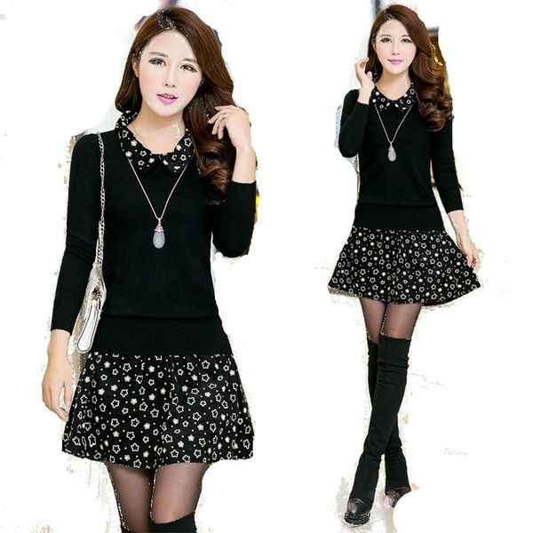 autumn and winter womens dress one-piece plus size loose knitted sweater dresses pullover elegant female printing dress 201127, Black;gray
autumn and winter womens dress one-piece plus size loose knitted sweater dresses pullover elegant female printing dress 201127, Black;gray