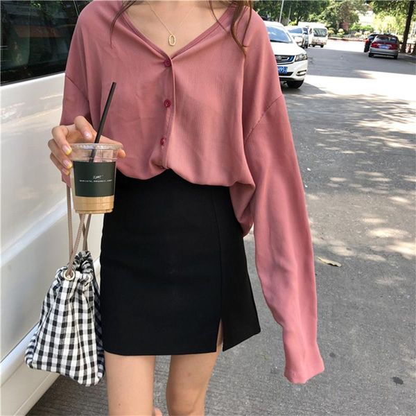 women's blouses & shirts chiffon blouse women pink button autumn korean summer long sleeve v neck shirt loose harajuku single-breas, White
women's blouses & shirts chiffon blouse women pink button autumn korean summer long sleeve v neck shirt loose harajuku single-breas, White