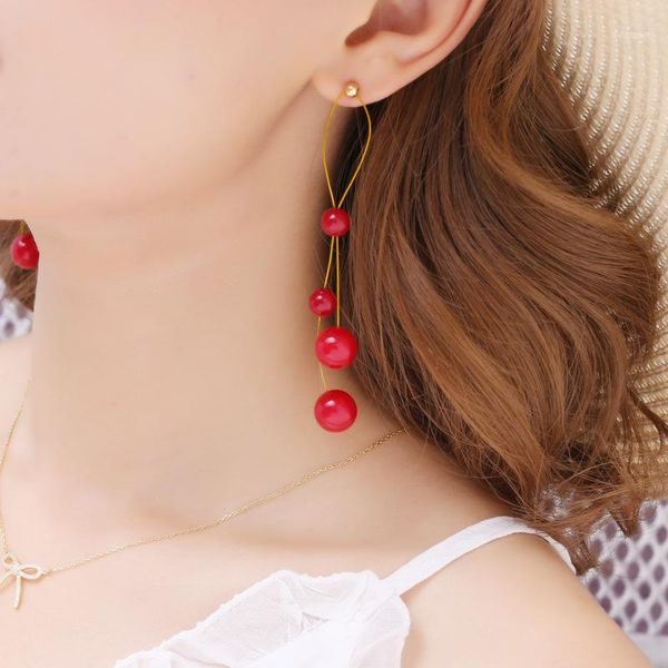 korean long red pearl earrings statement chain hanging earrings for women fashion women's dangle jewelry 2020 piercing1, Silver
korean long red pearl earrings statement chain hanging earrings for women fashion women's dangle jewelry 2020 piercing1, Silver
