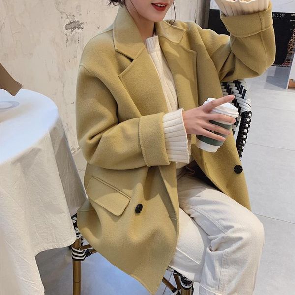fall/winter new latest loose double-faced woolen goods cashmere overcoat women's short-height short suit collar woolen coat1, Black
fall/winter new latest loose double-faced woolen goods cashmere overcoat women's short-height short suit collar woolen coat1, Black