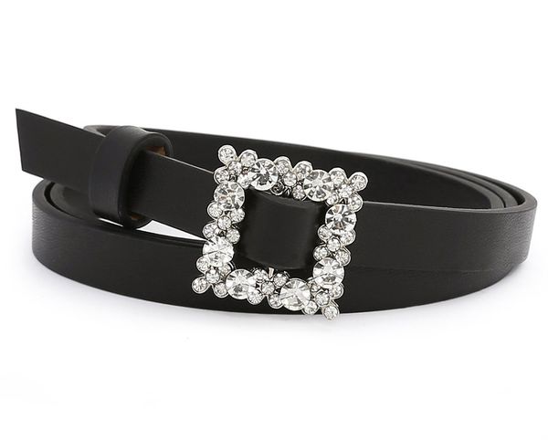 women's shiny crystal buckle faxu leather belt, Black;brown
women's shiny crystal buckle faxu leather belt, Black;brown