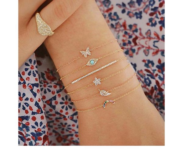anklets 6pcs charm gold butterfly set zircon leaf star eye rainbow bracelet for woman gift contracted jewelry, Red;blue
anklets 6pcs charm gold butterfly set zircon leaf star eye rainbow bracelet for woman gift contracted jewelry, Red;blue