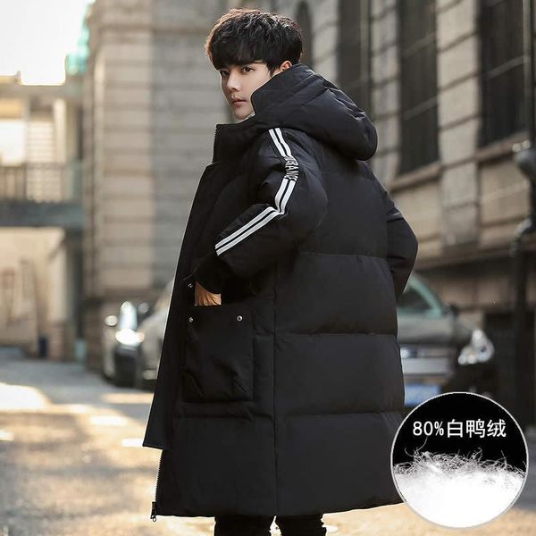 new winter coat thickened warm white duck down work clothes hooded medium length down jacket for men, Black
new winter coat thickened warm white duck down work clothes hooded medium length down jacket for men, Black