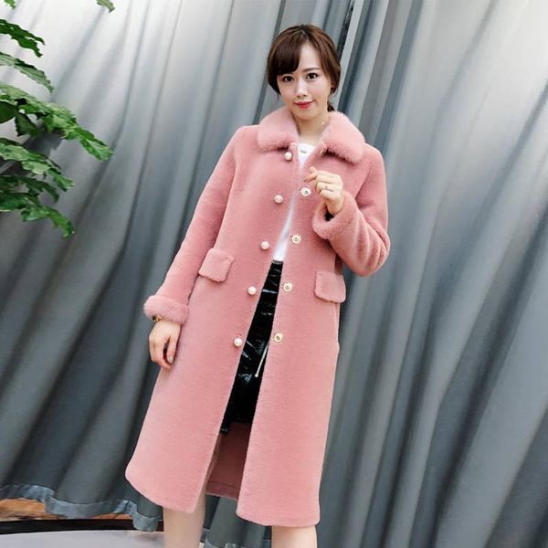 women's fur & faux 2021 autumn winter jacket female real collar long outwear lady elegant korean sheep shearing coats z07, Black
women's fur & faux 2021 autumn winter jacket female real collar long outwear lady elegant korean sheep shearing coats z07, Black