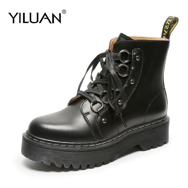 yiluan autumn winter leather platform martin boots women's metal decoration boots classic lace-up motorcycle short woman, Black
yiluan autumn winter leather platform martin boots women's metal decoration boots classic lace-up motorcycle short woman, Black