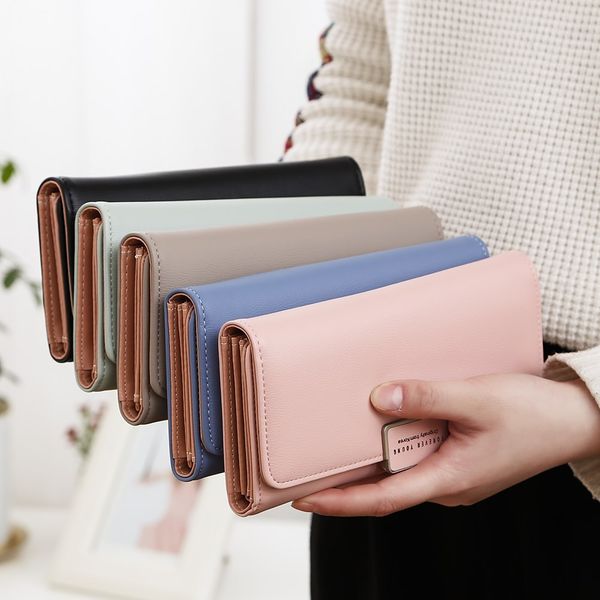 simple and fashionable female long three-fold bag large-capacity multi-card student wallet, Red;black
simple and fashionable female long three-fold bag large-capacity multi-card student wallet, Red;black