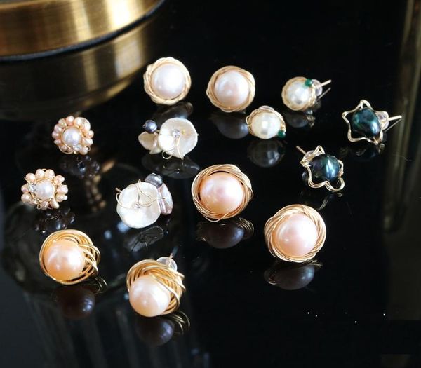 100% natural fresh water pearl handmade stud earrings for women bride party wedding jewelry bijoux femme11, Golden;silver
100% natural fresh water pearl handmade stud earrings for women bride party wedding jewelry bijoux femme11, Golden;silver