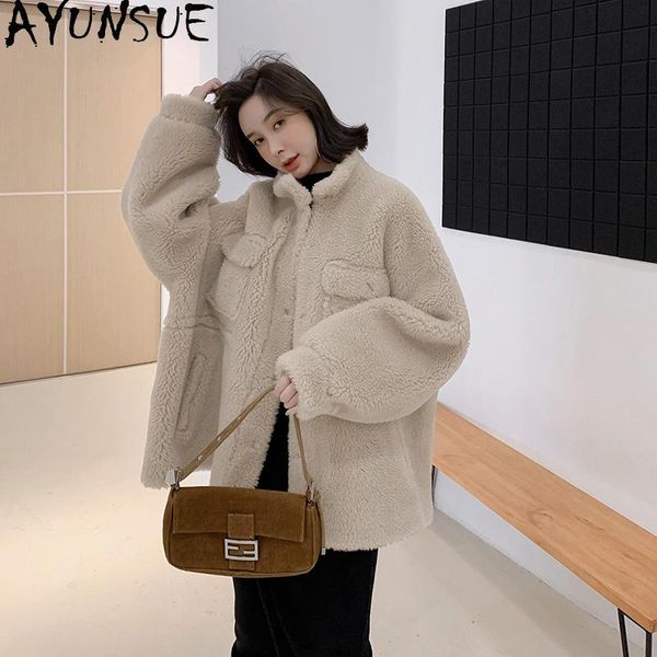 women's fur & faux ayunsue 2021 real coat women fashion winter warm sheep shearing woman jacket thick wool coats manteau femme hiver, Black
women's fur & faux ayunsue 2021 real coat women fashion winter warm sheep shearing woman jacket thick wool coats manteau femme hiver, Black