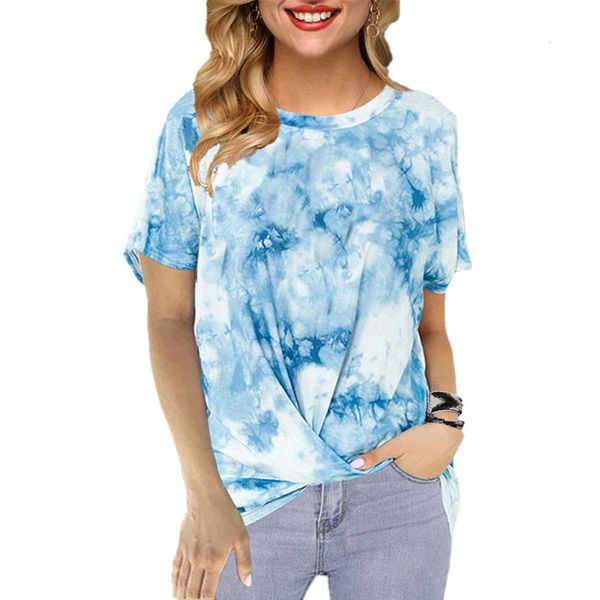 tie-dye print twist knot t shirt korea style women's fashion gradient o neck hem casual short sleeve tee 5xl plus size, White
tie-dye print twist knot t shirt korea style women's fashion gradient o neck hem casual short sleeve tee 5xl plus size, White