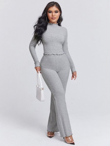 solid lettuce trim tee & high waist pants x68u#, White
solid lettuce trim tee & high waist pants x68u#, White