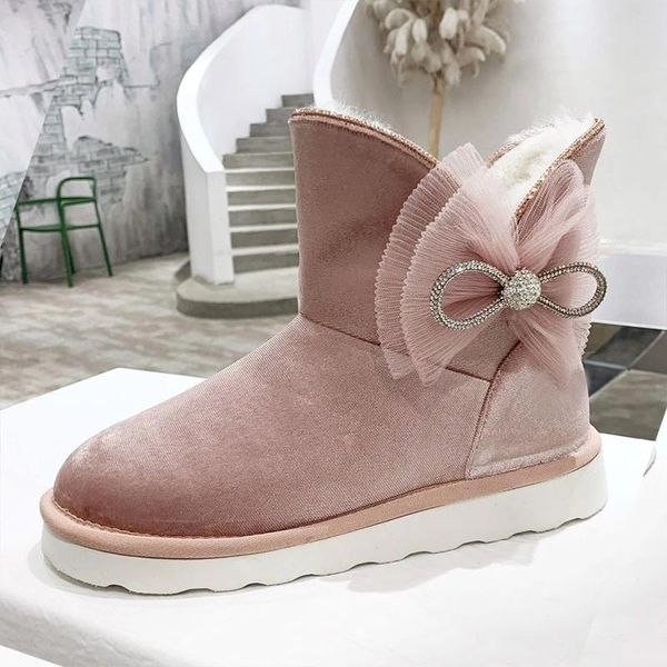 thick sole pink fairy snow boots women suede crystal butterfly-knot decor wool ankle botas runway flat comfort warm winter shoes, Black
thick sole pink fairy snow boots women suede crystal butterfly-knot decor wool ankle botas runway flat comfort warm winter shoes, Black