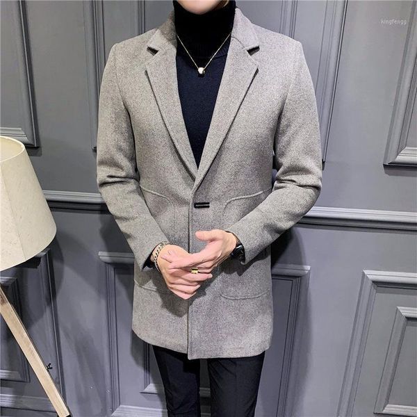 2020 new men's woolen coat korean version versatile medium length shirt coat slim and thickened windbreaker for men1, Black
2020 new men's woolen coat korean version versatile medium length shirt coat slim and thickened windbreaker for men1, Black