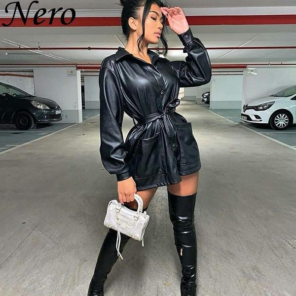 women autumn winter faux leather jackets slim pu coats vintage punk street motorcycle leather belt turn-down collar outerwear, Black
women autumn winter faux leather jackets slim pu coats vintage punk street motorcycle leather belt turn-down collar outerwear, Black