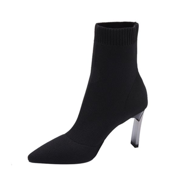 leather metal spring sock blade leaping women's tissue stretch electric heel stilettos pointed toe tornozelo boots shoe women boats p12, Black
leather metal spring sock blade leaping women's tissue stretch electric heel stilettos pointed toe tornozelo boots shoe women boats p12, Black