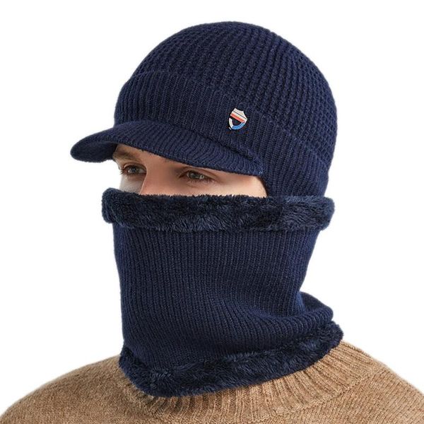 men winter 2 pcs set visor brim earflap beanie hat with circle scarf knitted thicken plush lined skullies baseball cap windproof, Blue;gray
men winter 2 pcs set visor brim earflap beanie hat with circle scarf knitted thicken plush lined skullies baseball cap windproof, Blue;gray