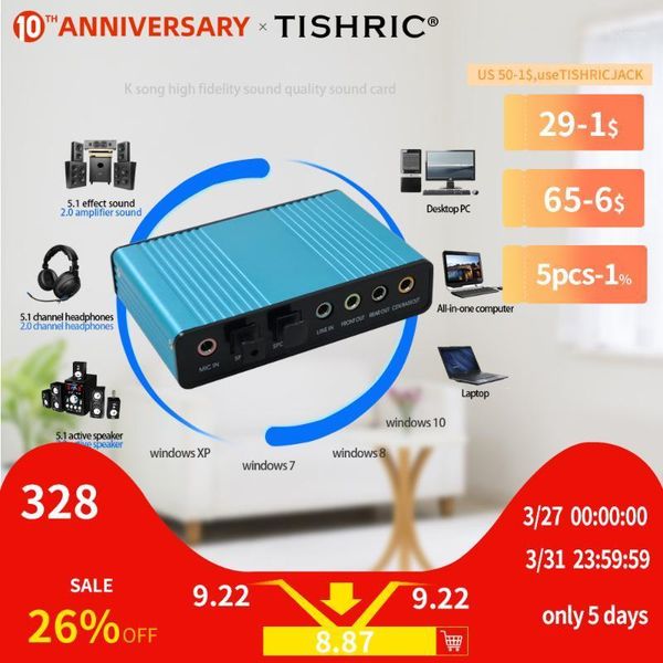 tishric optical audio adapter external sound card 5.1 usb to 3.5mm headphone stereo microphone line spdif for pc computer lap
tishric optical audio adapter external sound card 5.1 usb to 3.5mm headphone stereo microphone line spdif for pc computer lap