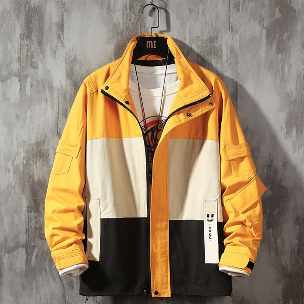 mens clothing jacket spring yellow patchwork windbreakers hip hop japanese streetwear male jackets for men, Black;brown
mens clothing jacket spring yellow patchwork windbreakers hip hop japanese streetwear male jackets for men, Black;brown