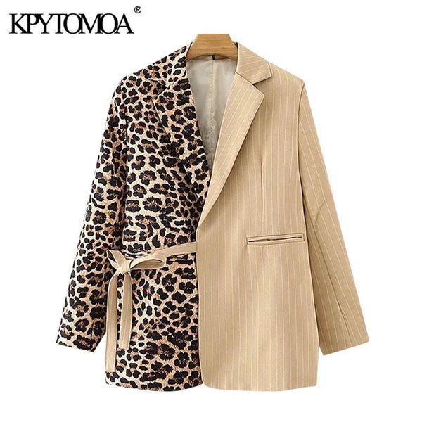 women's suits & blazers kpytomoa women 2021 fashion leopard print patchwork blazer coat vintage long sleeve with belt female outerwear, White;black
women's suits & blazers kpytomoa women 2021 fashion leopard print patchwork blazer coat vintage long sleeve with belt female outerwear, White;black