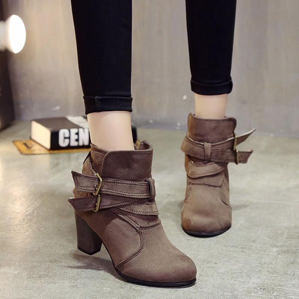 women ankle boots high heels fashion buckle casual shoes woman suede boots girls female botas mujer women shoes 35-42, Black
women ankle boots high heels fashion buckle casual shoes woman suede boots girls female botas mujer women shoes 35-42, Black