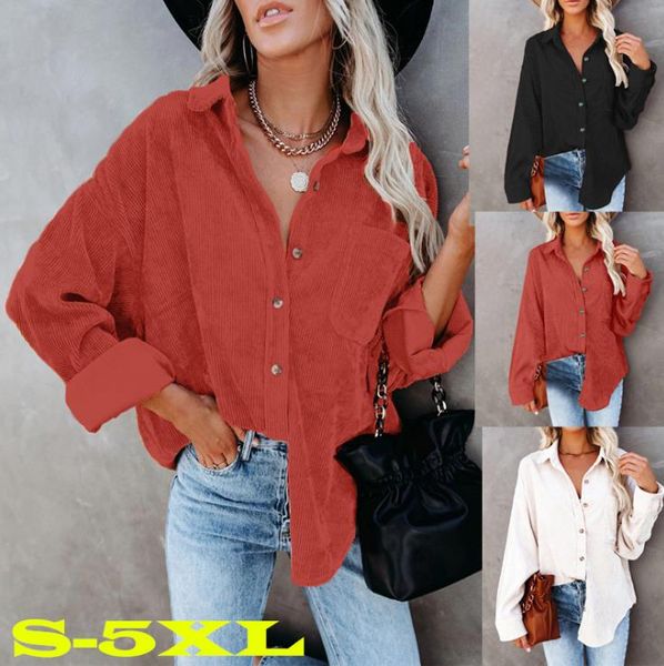 women's plus jacket coat loose button down corduroy shirt long sleeve jackets for fall spring winter seasons s-5xl, White
women's plus jacket coat loose button down corduroy shirt long sleeve jackets for fall spring winter seasons s-5xl, White