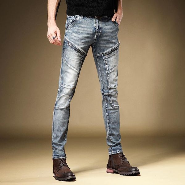 men's jeans classic fashion zipper pockets stretch denim trousers streetwear retro blue straight pants
men's jeans classic fashion zipper pockets stretch denim trousers streetwear retro blue straight pants