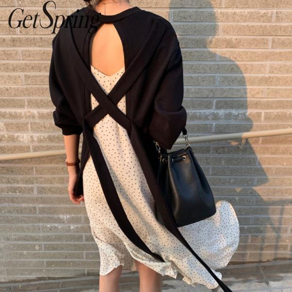 getspring women hoodie long sleeve womens sweatshirts pullover back lace up womens hoodies loose irregular women coats autumn1, Black
getspring women hoodie long sleeve womens sweatshirts pullover back lace up womens hoodies loose irregular women coats autumn1, Black