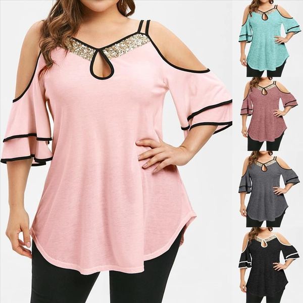 fashion plus size 4xl blouse women casual v neck strap leaky shoulder sequin short sleeve shirt solid summer blusas @40, White
fashion plus size 4xl blouse women casual v neck strap leaky shoulder sequin short sleeve shirt solid summer blusas @40, White