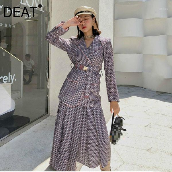 deat 2020 new spring suit collar belt double pocket blazer high waist split pleated skirt women vintage slim casual set pd7131, White
deat 2020 new spring suit collar belt double pocket blazer high waist split pleated skirt women vintage slim casual set pd7131, White