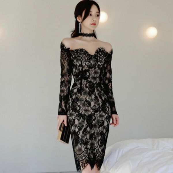 casual dresses 2021 ladies slash neck women's party cloth full lace solid pencil sheath bodycon knee-length female occasion dress, Black;gray
casual dresses 2021 ladies slash neck women's party cloth full lace solid pencil sheath bodycon knee-length female occasion dress, Black;gray