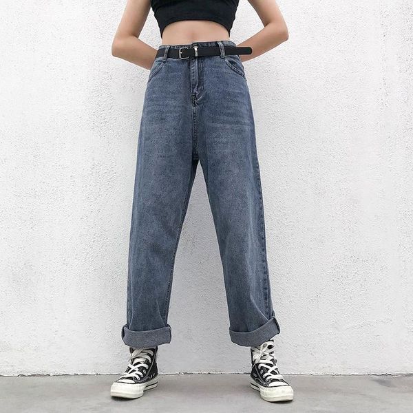 women's jeans european and american street retro loose high waist was long legs wide feet pants female curling straight tube thin wild1, Blue
women's jeans european and american street retro loose high waist was long legs wide feet pants female curling straight tube thin wild1, Blue