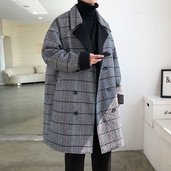 2021 new new winter listing men's long woolen jacket extra loose knee trellice grey peacoat frete cgdg, Black
2021 new new winter listing men's long woolen jacket extra loose knee trellice grey peacoat frete cgdg, Black