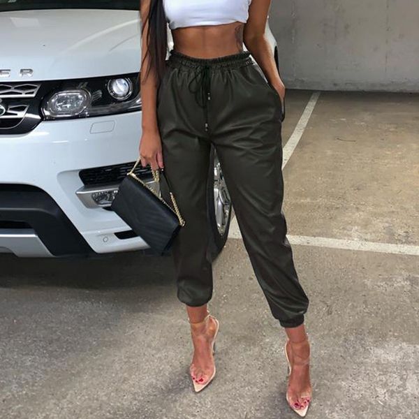 women faux leather high waist pants jogging bottoms ladies casual pants cargo joggers streetwear trousers female sweatpants 1020, Black;white
women faux leather high waist pants jogging bottoms ladies casual pants cargo joggers streetwear trousers female sweatpants 1020, Black;white