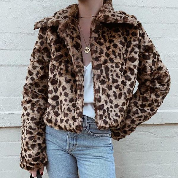 women's jackets leopard print streetwear winter faux fur short jacket coat women clothes 2021 autumn fashion office warm ladies outerwe, Black;brown
women's jackets leopard print streetwear winter faux fur short jacket coat women clothes 2021 autumn fashion office warm ladies outerwe, Black;brown
