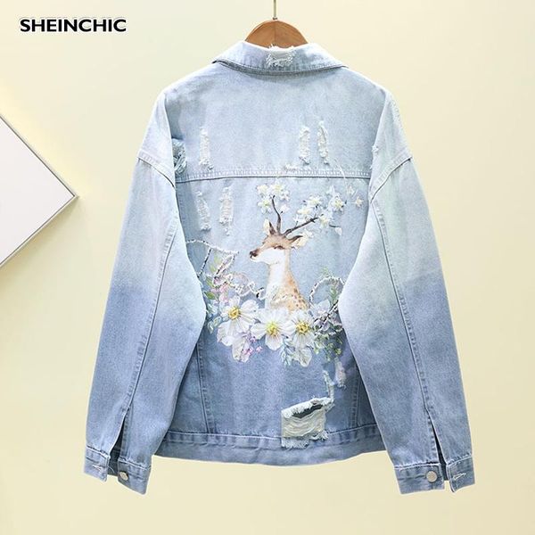 women's jackets autumn 2021 korean fashion loose short jacket women beading flower animal print casual hole outerwear casaco, Black;brown
women's jackets autumn 2021 korean fashion loose short jacket women beading flower animal print casual hole outerwear casaco, Black;brown